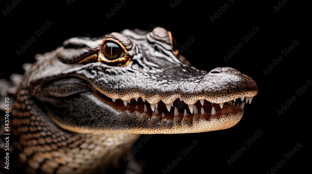 Fototapeta premium Close-Up of Alligator with Sharp Teeth and Intense Expression