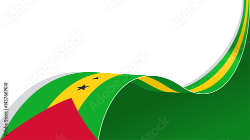 waving Sao Tome and Principe flag background with copy space for text. for national day