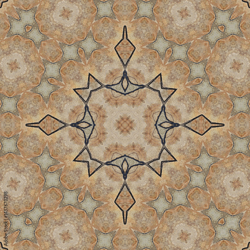 Seamless abstract pattern. Symmetrical texture. Square pattern art