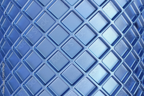 Obraz na płótnie Metallic blue diamond pattern texture. Abstract futuristic background with glossy chrome finish, reflecting light in high tech geometric style. Perfect for luxury design, digital backdrop w salonie