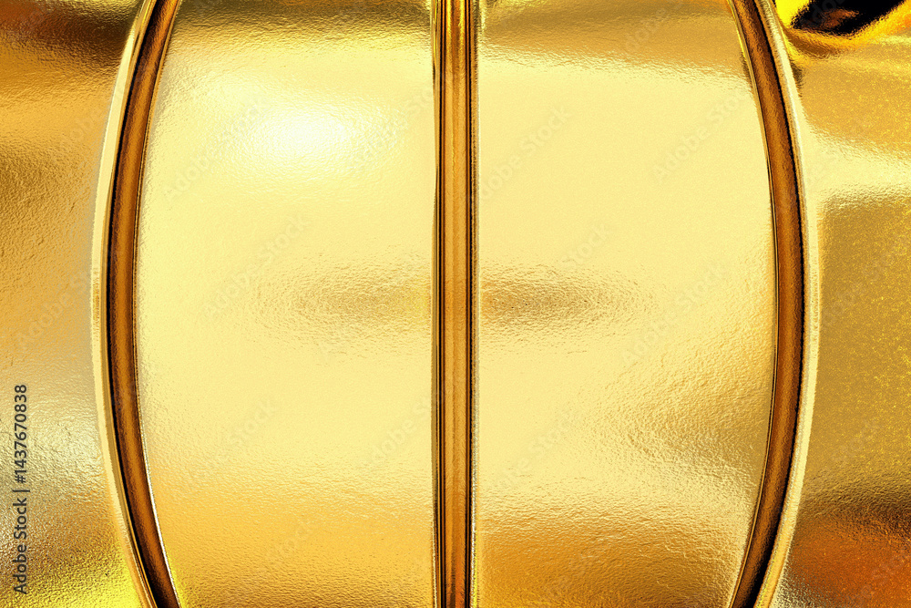 Vertical curved line pattern on golden metallic surface. Reflective and luxurious, suitable for packaging, product mockups, or decorative concepts