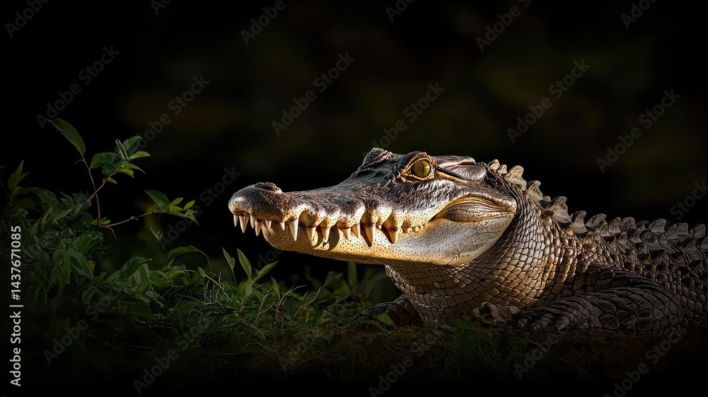Fototapeta premium Close-up of a Majestic Crocodile in Natural Habitat at Dusk