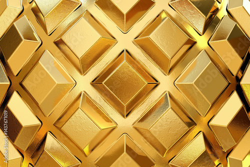 Golden diamond shapes in an embossed pattern. Luxurious, dimensional surface perfect for high end textures, fashion design, and jewelry themed visuals