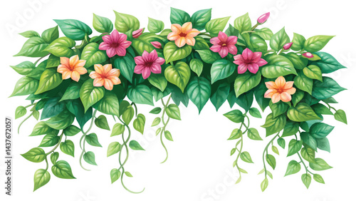 Flower creeper watercolor with white background 