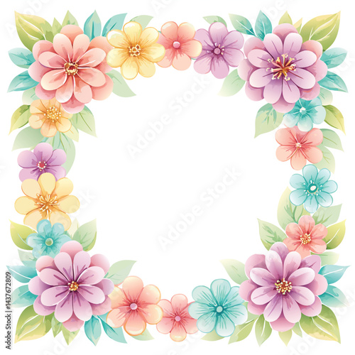 Decorative flower frame watercolor 
