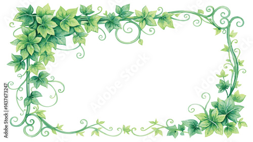 Decorative corner creeper frame watercolor 