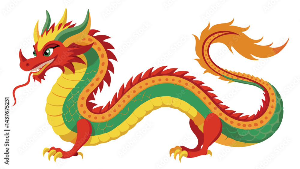 Obraz premium Chinese dragon watercolor vactor