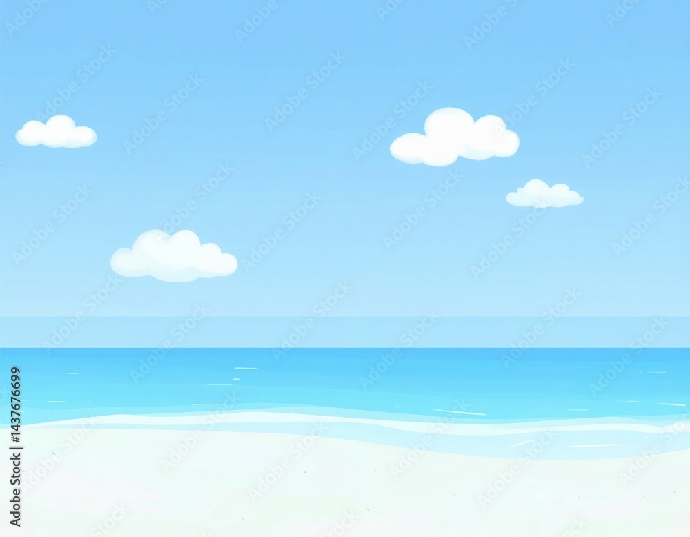 Obraz premium tropical beach with blue sky and clouds illustration