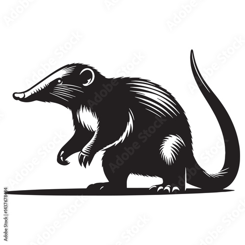 Refined solenodon silhouette vector with sleek lines for professional branding and design – solenodon silhouette – solenodon vector – solenodon illustration – silhouette of solenodon


