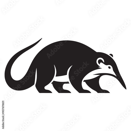 Detailed solenodon silhouette vector perfect for digital designs, logos, and branding – solenodon silhouette – solenodon vector – solenodon illustration – silhouette of solenodon

