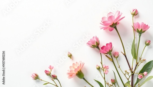 Delicate, small-scale floral sprigs on white background, summer, plant
