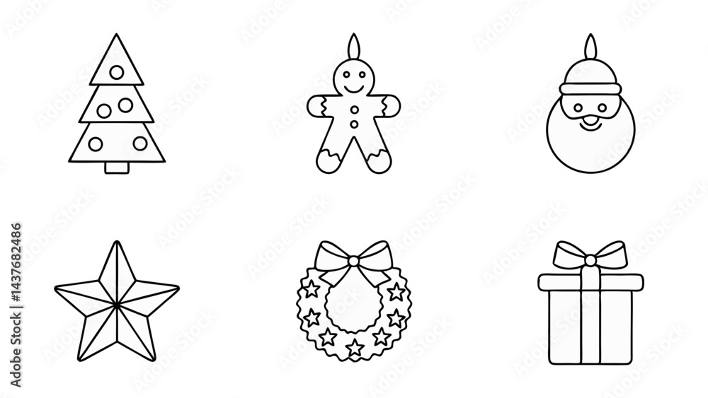 Fototapeta premium set of christmas icon silhouette vector on tranparent background