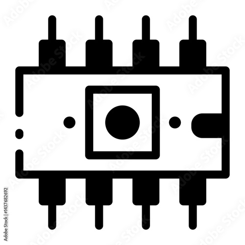 A glyph style icon depicting a computer rom 
