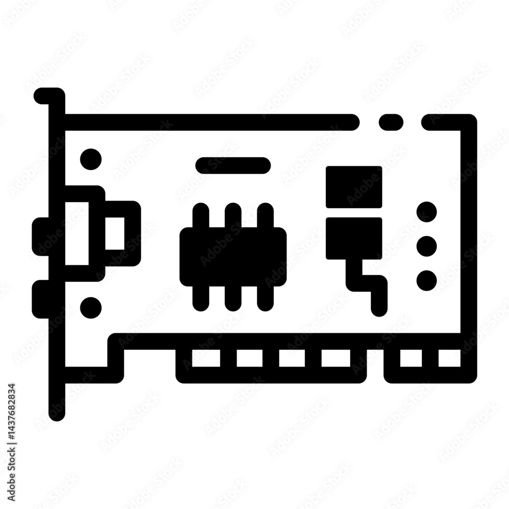 A glyph style icon of a network card A glyph style icon of a network card