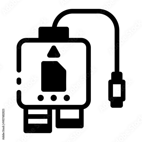 A filled style icon of a card reader 
