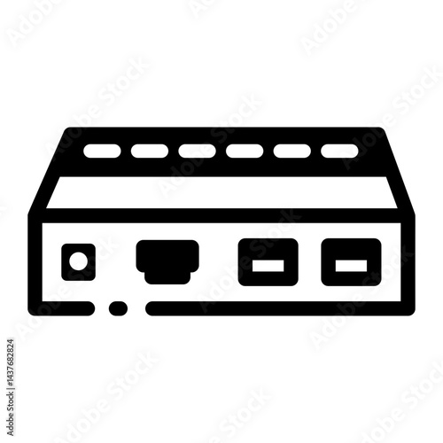 A glyph style icon of a docking station 
