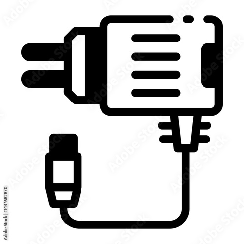 A filled style icon of a mobile charger 

