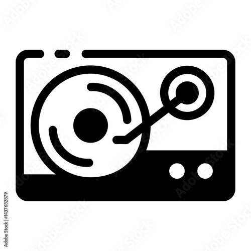 A glyph style icon of a record player 

