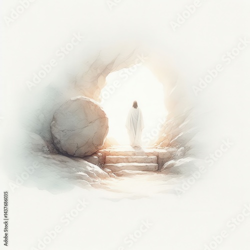 Figure emerging from a cave tomb