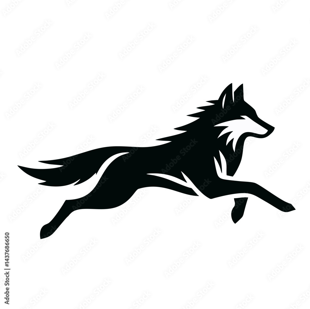 Fototapeta premium Vector running wolf.