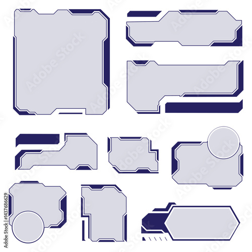 Set of futuristic UI elements for display panels and digital interfaces