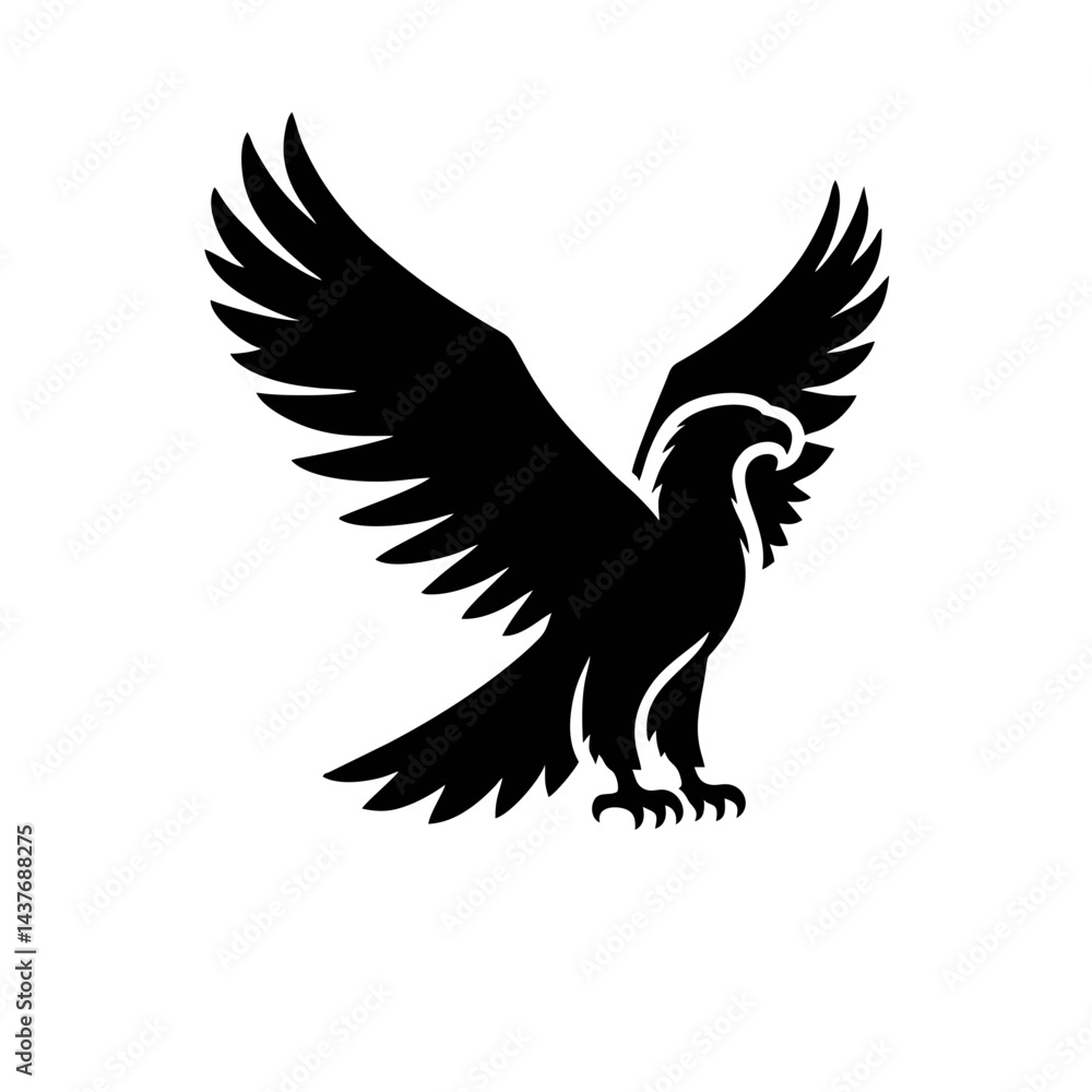 Obraz premium A silhouette of an eagle with its wings spread