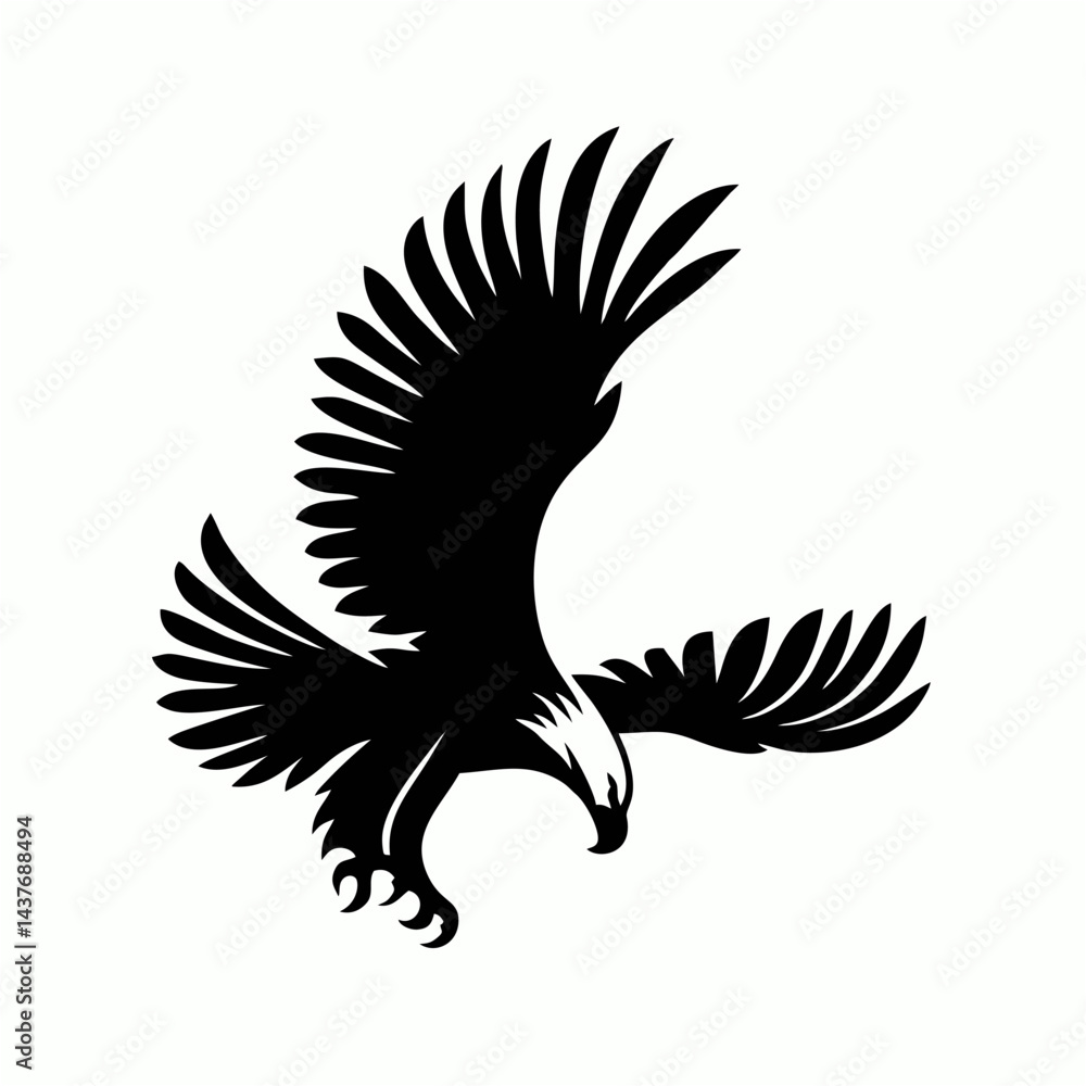 Obraz premium A silhouette of an eagle diving.