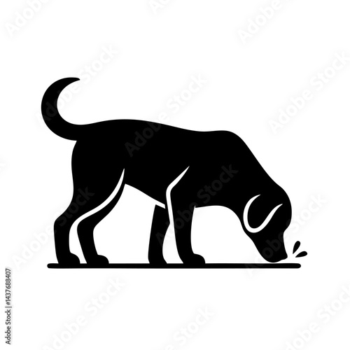 Vector dog sniffing the ground.