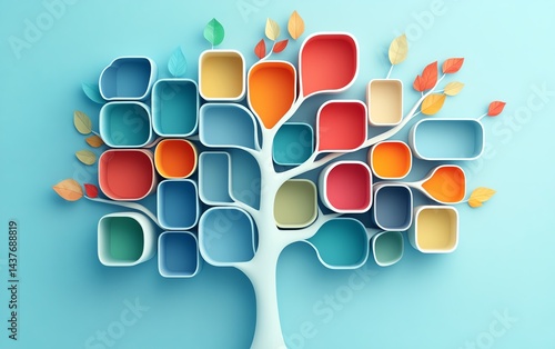 Modern decision tree diagram with vibrant color scheme