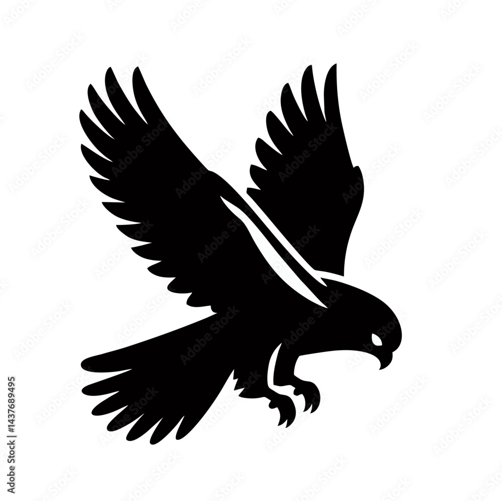 Fototapeta premium A silhouette of an eagle diving.