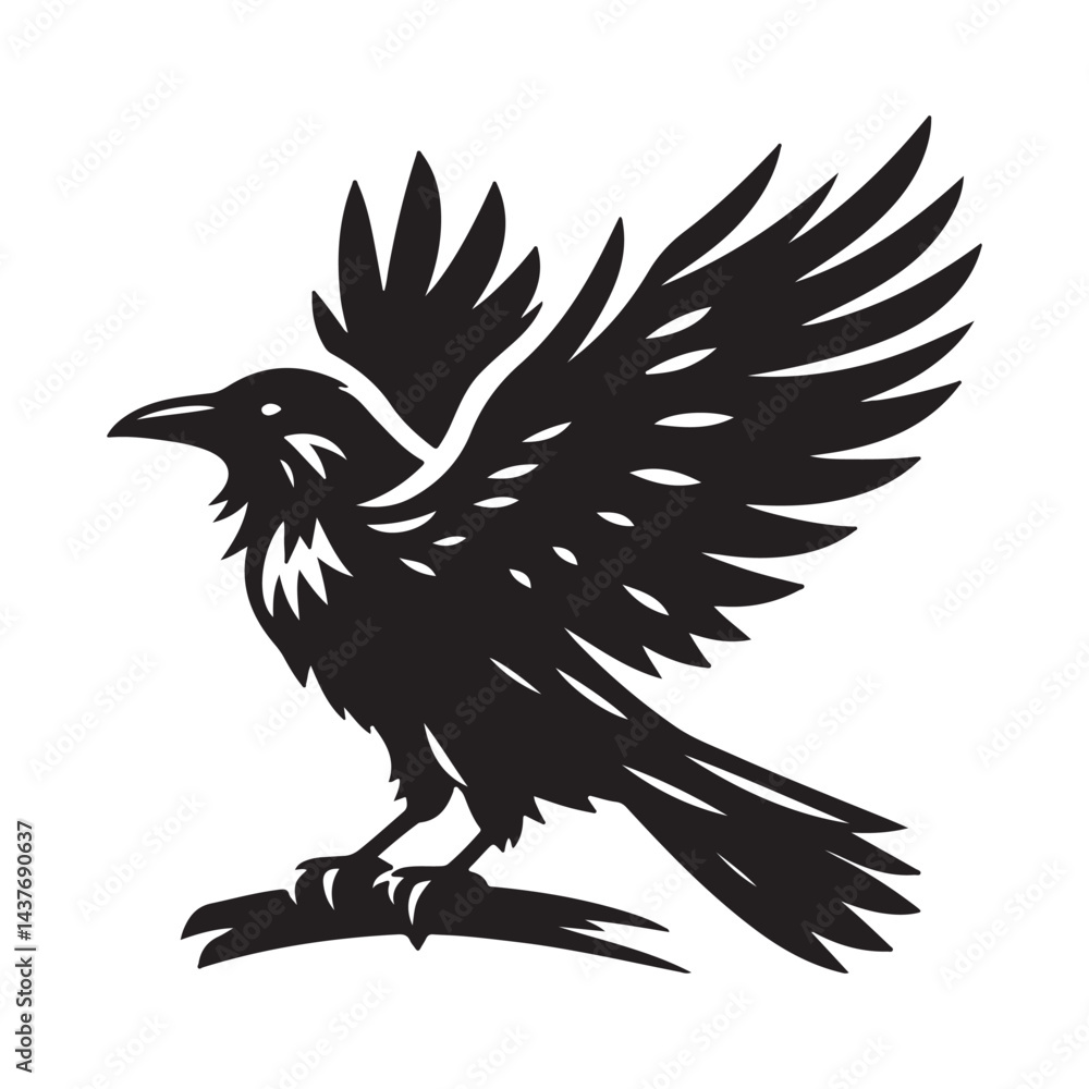 Obraz premium Black crow vector style silhouette.
