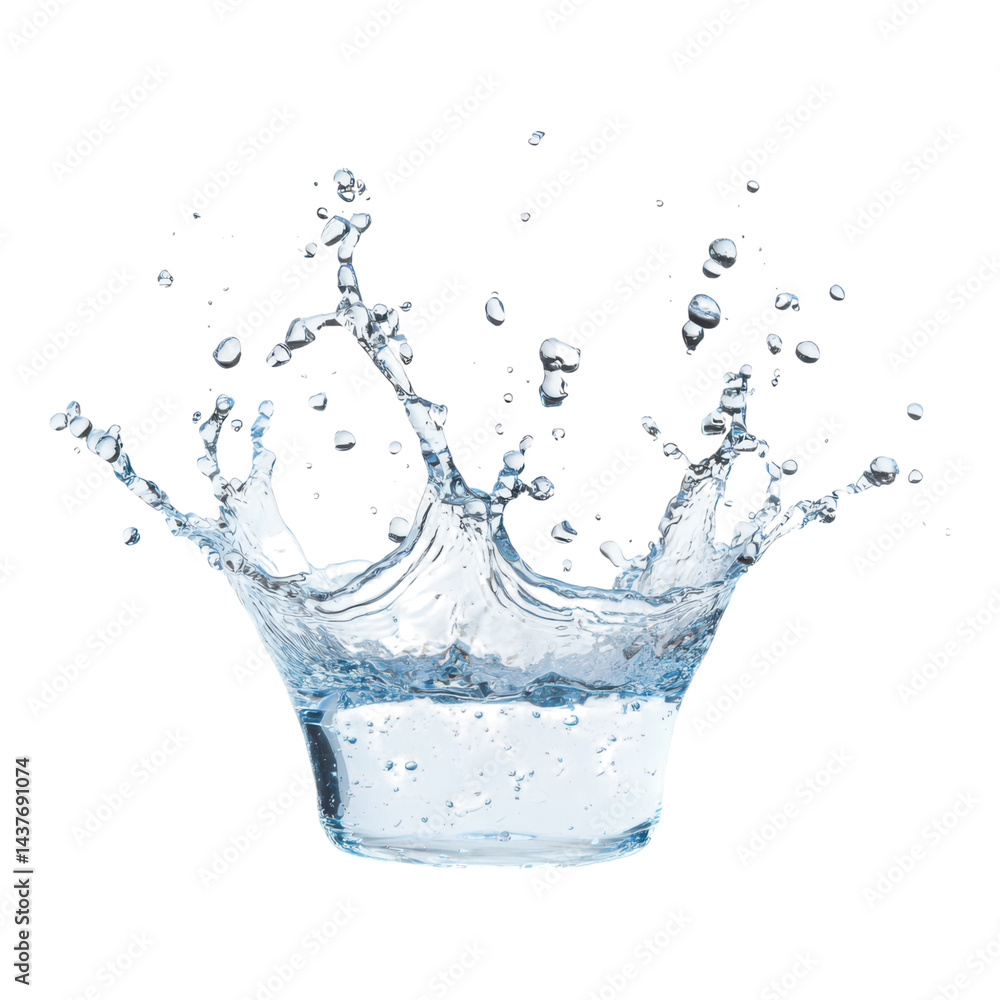 A splash of water captured at the moment it bursts upward with droplets flying in all directions. A splash of water captured at the moment it bursts upward with droplets flying in all directions.