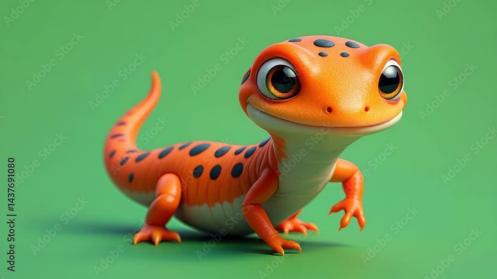 Cartoon gecko standing on green background Cartoon gecko standing on green background