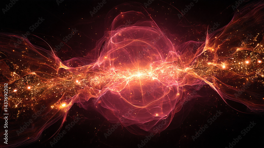 Fototapeta premium Rainbow Spiraling Vortex Background Banner - beautiful ethereal radiating gaseous energy field, Energy Light Lines Flow background, energy light background,