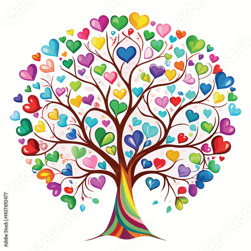 Colorful heart tree of love (1)