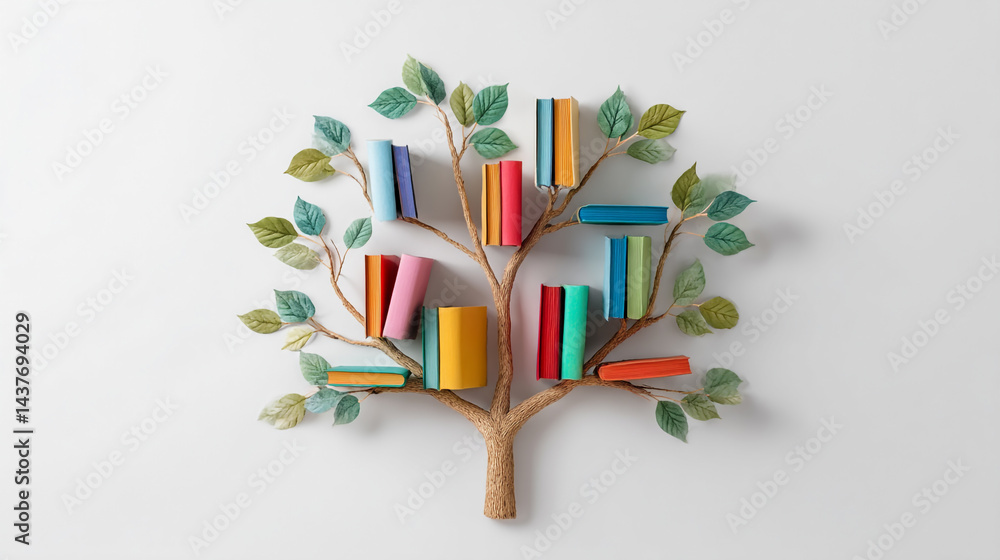 International literacy day concept with tree with books like leaves, back to school, paperwork, literature, nature, no people, notebook, open, open book, outdoors, page, paper, photography, literacy