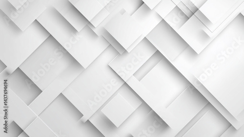 Obraz na płótnie Abstract White Squares Pattern. Minimalist white background with geometric grid patterns, w salonie