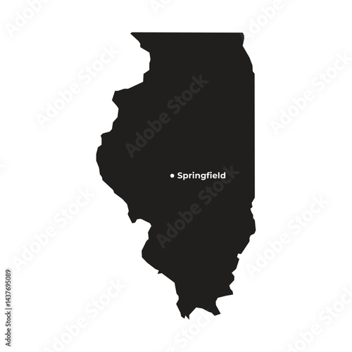 Illinois State Vector Map with Springfield Capital