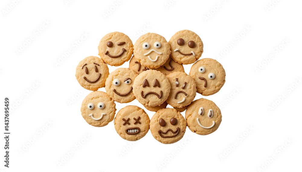 Fototapeta premium Sweet chocolate chip cookies, a delicious baked snack isolated on a white background