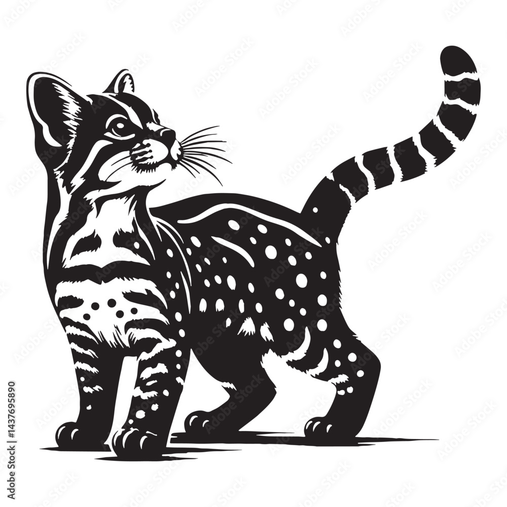 Fototapeta premium Sleek margay silhouette – margay vector – margay illustration – silhouette of margay