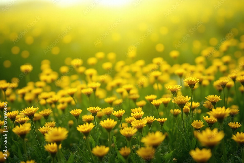 Fototapeta premium field of yellow flowers in the sunlight
