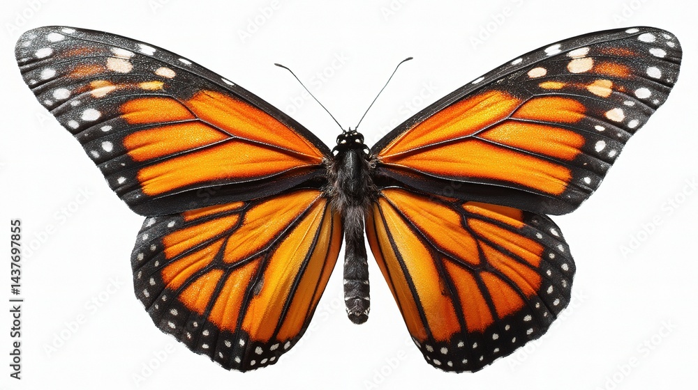 Fototapeta premium Majestic Monarch Butterfly with Vibrant Orange Open Wings