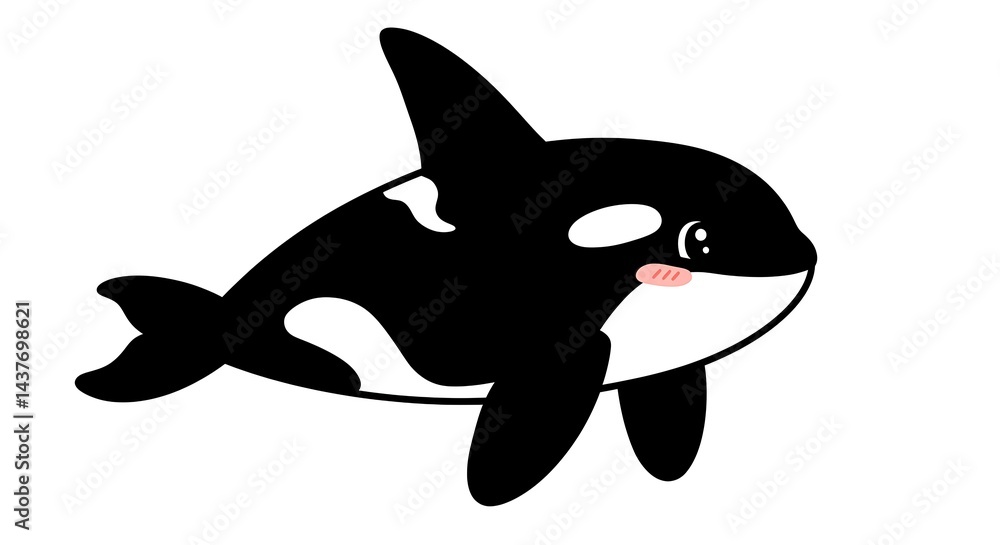 Naklejka premium Adorable Cartoon Orca Whale Illustration: AI Generated Art