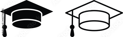 Degree symbol, Education icon vector illustration. College cap or graduate hat symbol. Student degree sign.