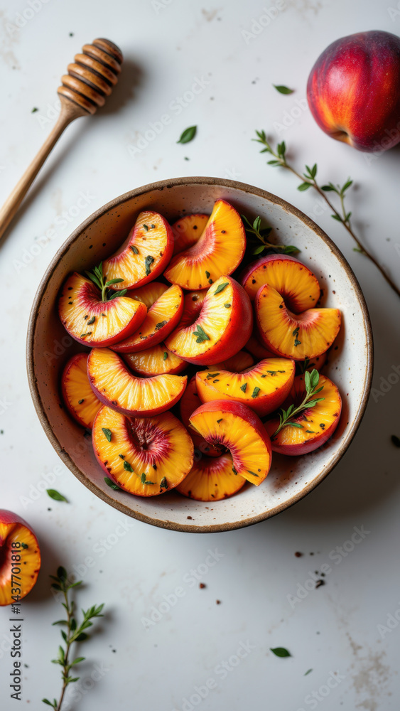 A bowl of ripe, halved blood oranges on a table with honey nearby, signifying a sweet Mediterranean fruit pairing. A bowl of ripe, halved blood oranges on a table with honey nearby, signifying a sweet Mediterranean fruit pairing.