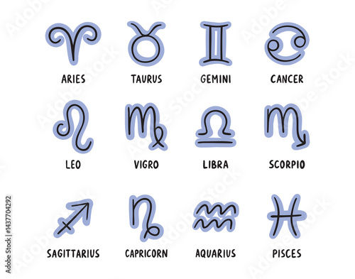 zodiac symbol horoscope for women icon doodle hand drawn. Outline drawing zodiac symbol horoscope line clipart symbol