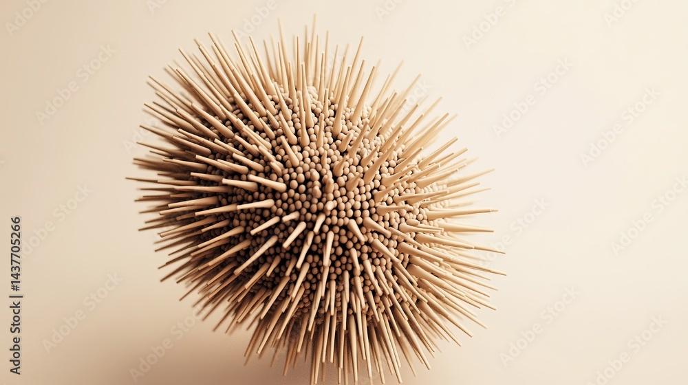 Fototapeta premium Abstract 3D Geometric Shape Composed of Delicate Needles, Creating Intricate Patterns and Textures