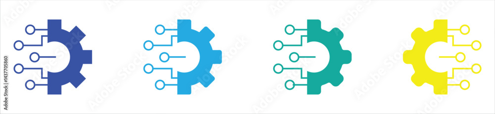 Digital technology gear flat icon concept isolated on white background Digital technology gear flat icon concept isolated on white background