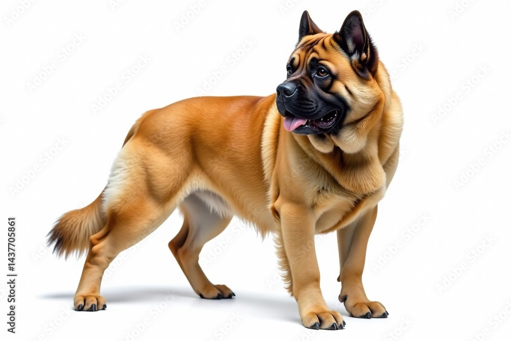 Obraz premium Majestic mastiff, powerful stance, white background, loyal, breed