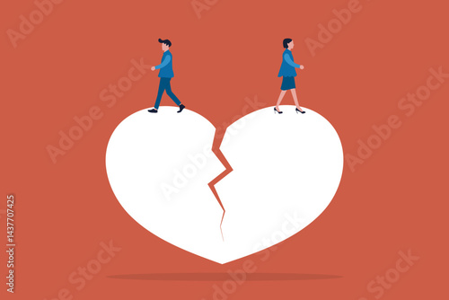 Businessman and business woman standing. concept of gender gap or business inequality concept. Business career challenge symbol
